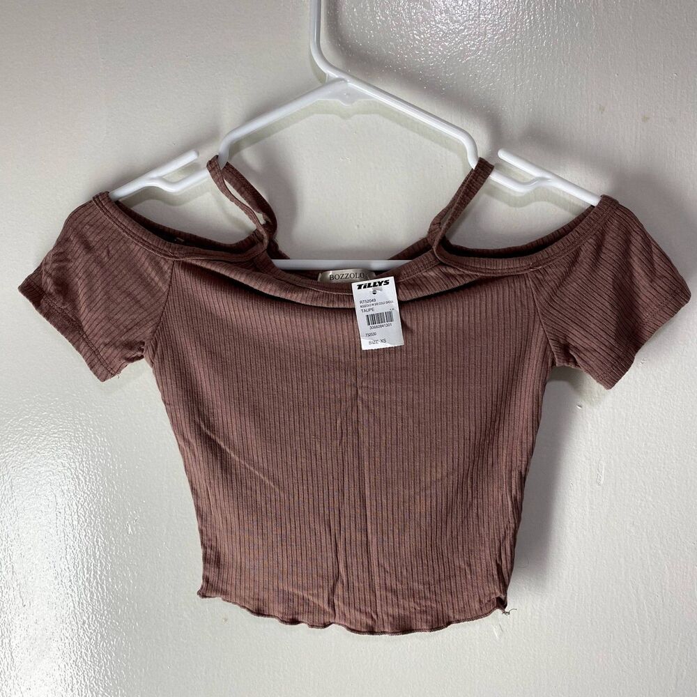 [XS] NWT Bozzolo Off-the-Shoulders Crop Top– Taupe